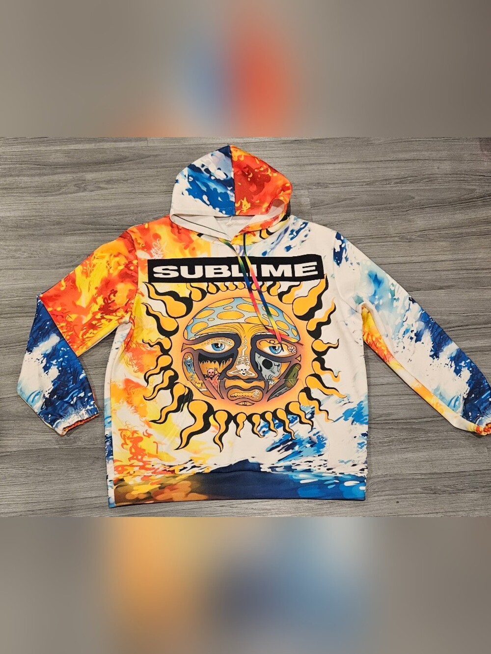 Sublime Hooded Sweatshirt Sun Graphic Unisex Men Women Rare Design Size XL